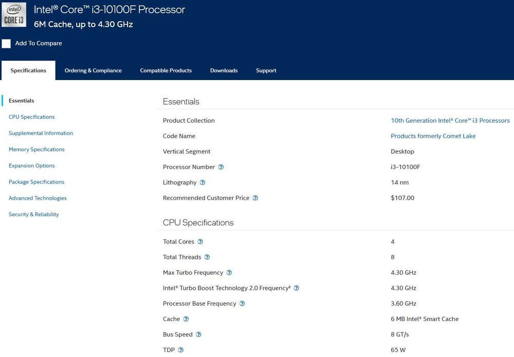 Procesor Intel I3-10100F 4/8