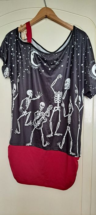 Bluzka, Tunika Kościotrup, Czachy XXL czarna lycra