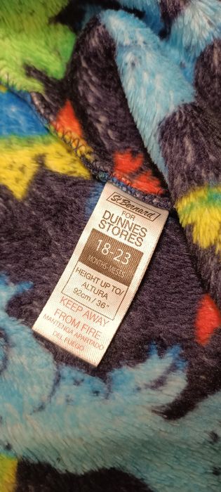Dunnes Stores 86 pižama pajac pajacyk polar piżamka dla chłopca dino