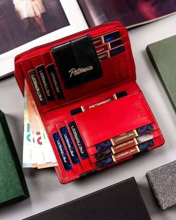 portfel damski a zatrzask skóra naturalna