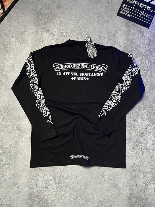 Чорний Лонгслів Chrome Hearts з бірками (Хром Хартс)