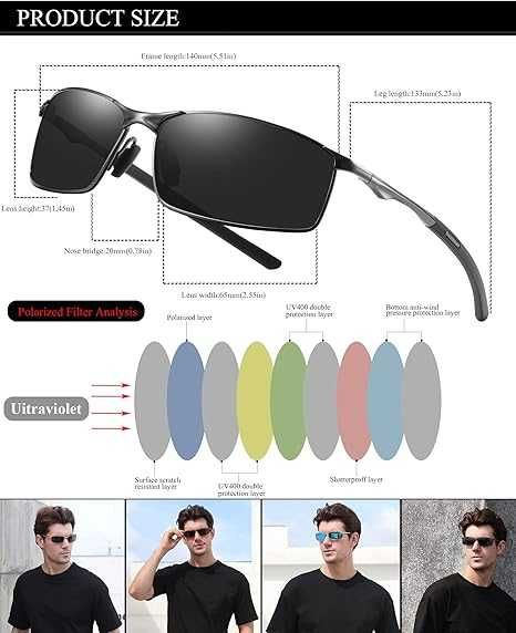 LEDING&BEST 2x Okulary przeciwsłoneczne pilotka, polaryzacyjne srebrne