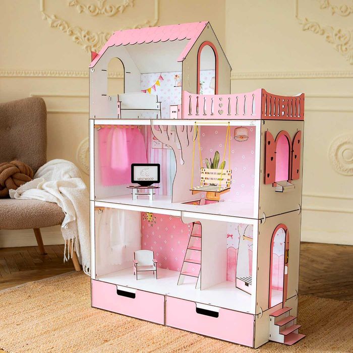 Ляльковий будинок ЛЮКС Барбі + меблі ВІТАЛЬНЯ кукольный домик Барби