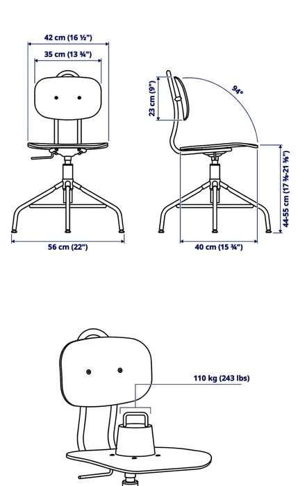 Krzesło obrotowe Kullaberg Ikea 2 szt.