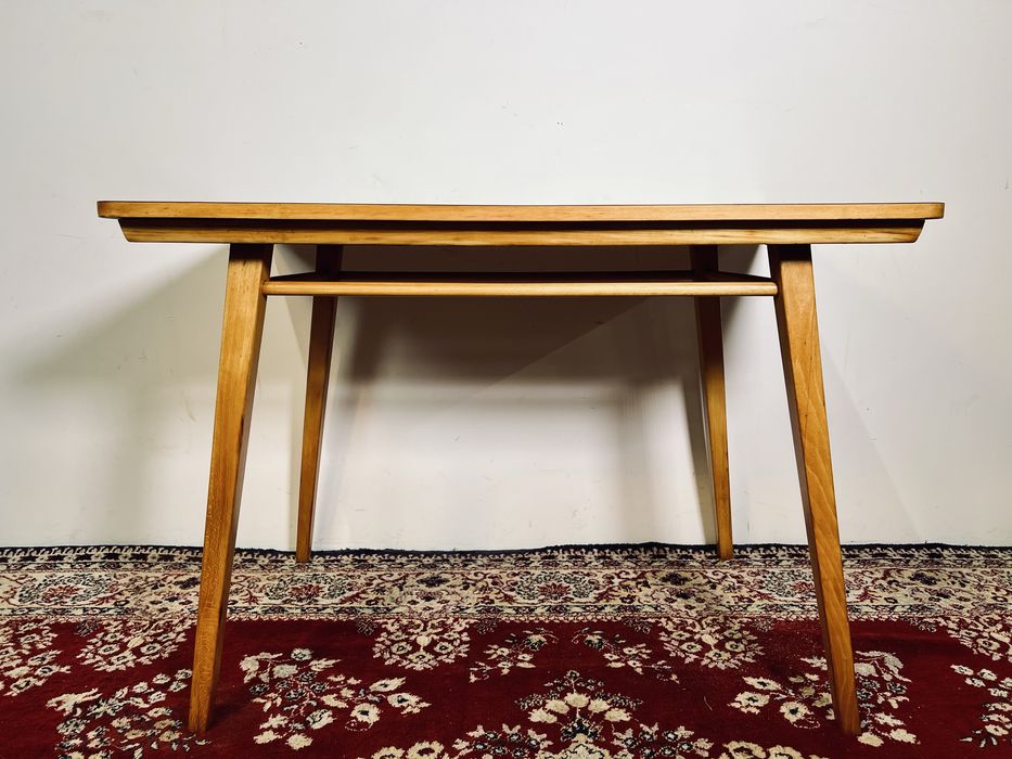 Stół PRL space age Jirak dla Drevnoimpregna Czechy buk mat lata 60