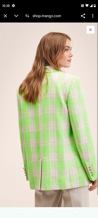 Mango marynarka tweed krata piękne kolory nowa L