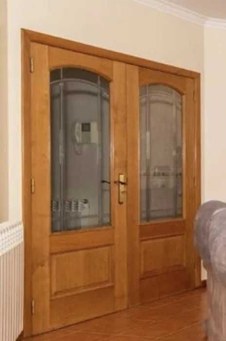 Porta Sala dupla madeira maciça vidro lapidado.