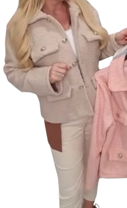 Piękny beżowy baranek na wiosnę rozmiar uniwersalny, nowy