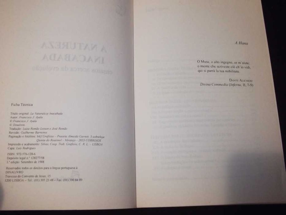 Livro A natureza inacabada Ayala Dinalivro