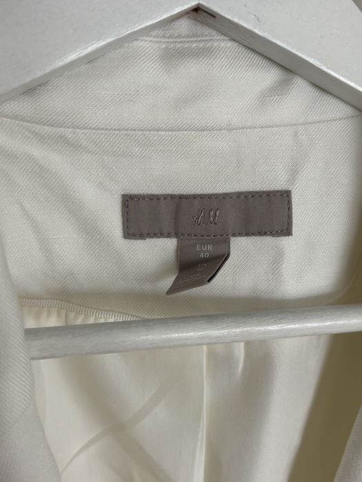Biała lniana marynarka żakiet H&M 40