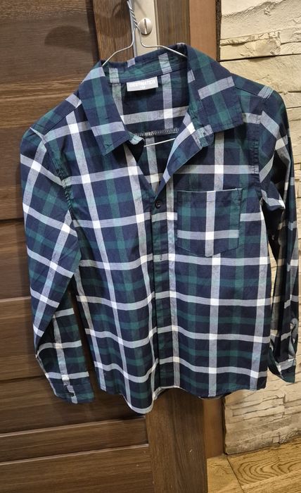 Koszula dla chłopca  w kratę zielona 152 Pepco