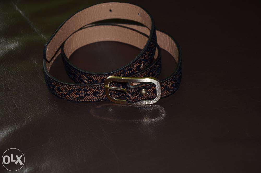 Pasek do spodni brązowy z czarną koronką NOWY