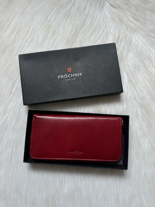 Nowy skórzany portfel Próchnik czerwony