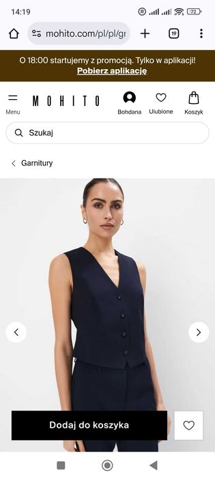 Elegancka kamizelka granatowa Mohito 42r