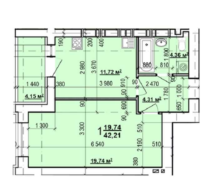 Продам 1 комн квартиру 43м2 ЖК Мира 3. Индустриальная J