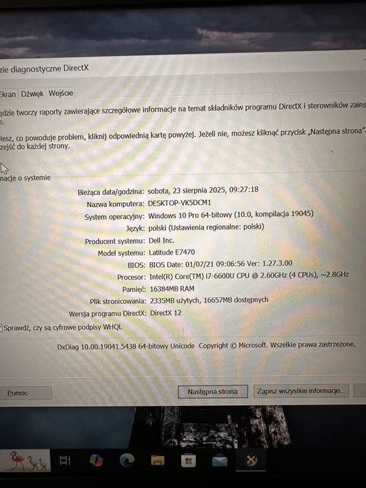 Laptop DELL Latitude E7470