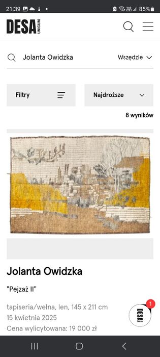 J.Owidzka dzieło unikat"Przedwiosnie" gobelin  sygnowany kilim Wysyłka