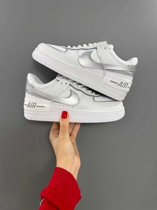 Кросівки Nike Air Force 1 Shadow White Silver premium