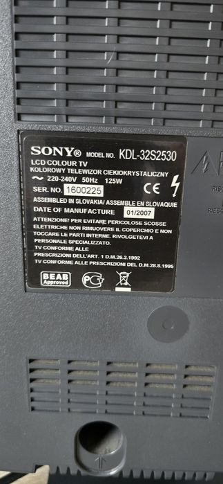 Telewizor LCD Sony Kdl-32s2530 32 całe idealny
