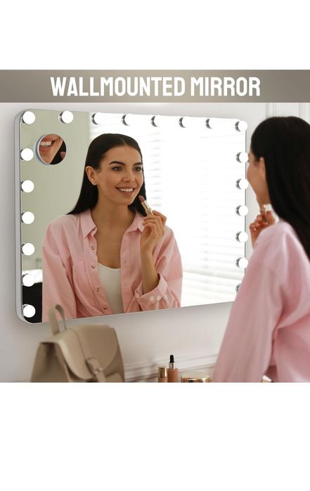 MAMIZO Lustro Hollywood 80x60 LED 20 żarówek USB 3 kolory Białe