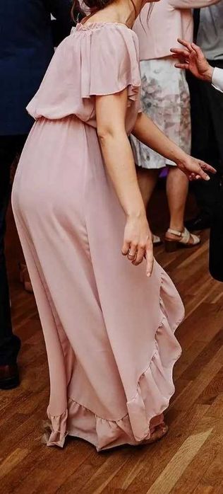 Lamour sukienka hiszpanka Lena maxi brudny róż weselna