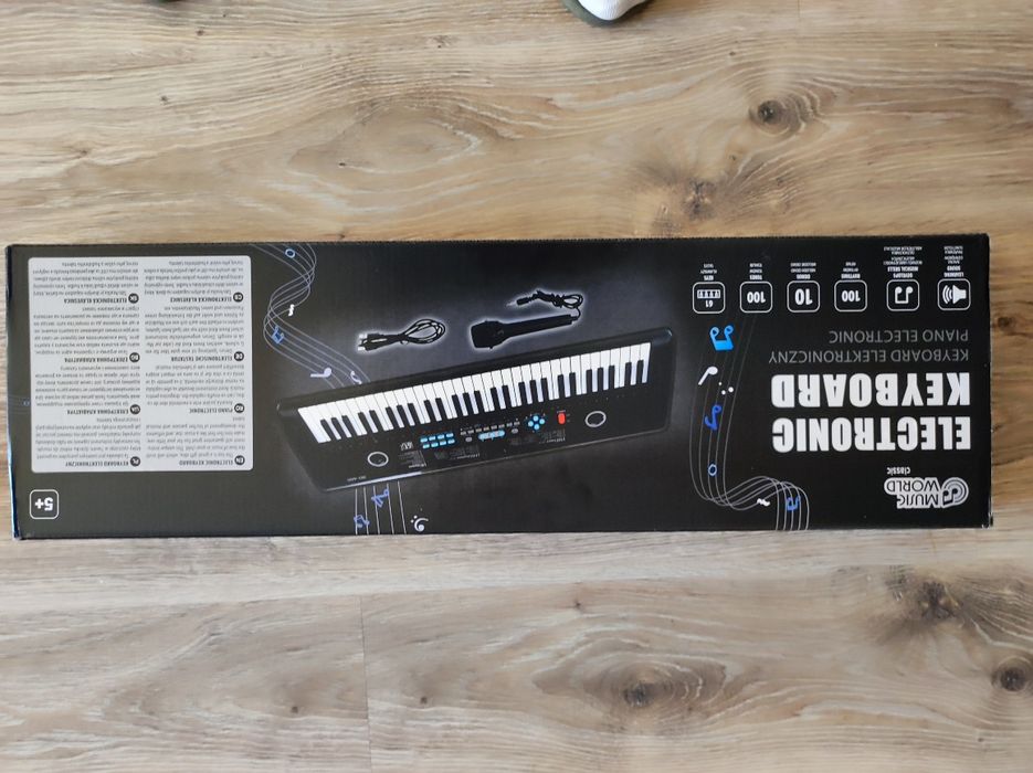 Keyboard elektroniczny, 61 klawiszy z mikrofonem