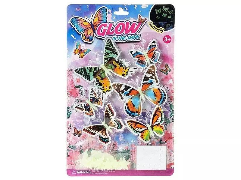 Naklejki Fluo Na Ścianę Motyle 34,5X21,5X1,5Cm. Nowy Produkt