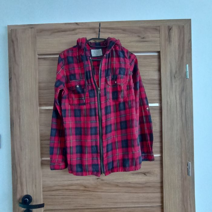 Bluza z kapturem w kratę carry