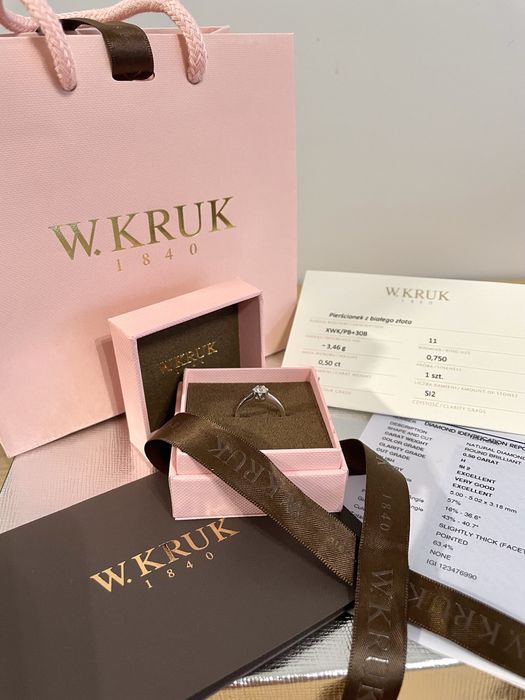 Pierścionek z brylantem W.Kruk 0.50 ct