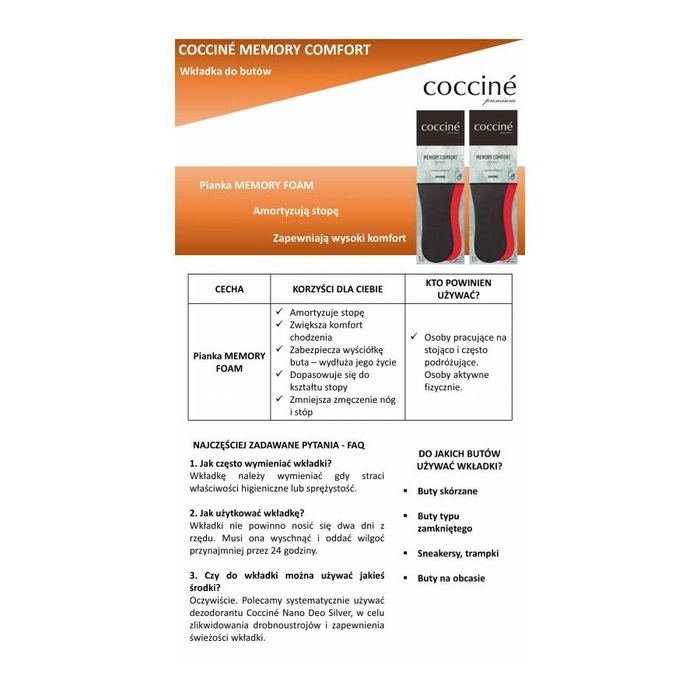 r.37 - wkładki do butów memory comfort coccine