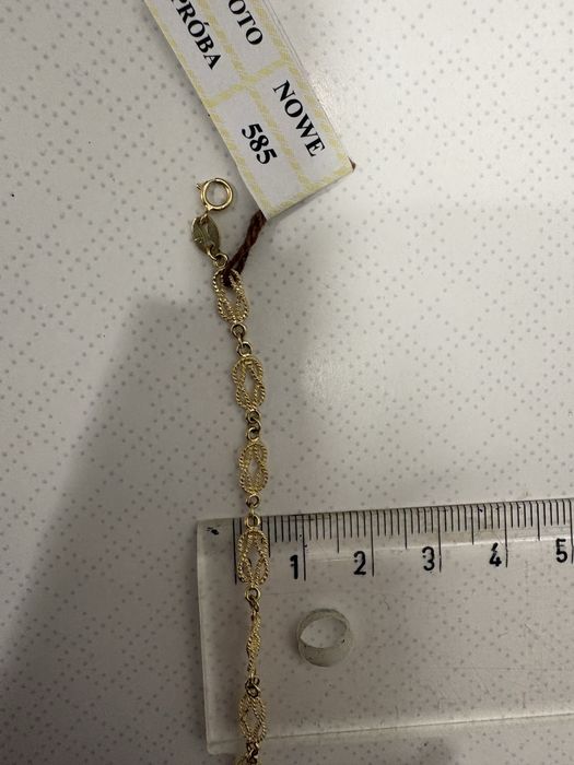 Piękna, nowa, Złota bransoletka, 17-19,5 cm, 2,80  g, proba 585, 14K