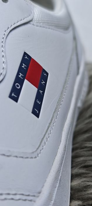 Skórzane sneakersy Tommy Jeans TJM Cupsole Leather  r. 46 białe