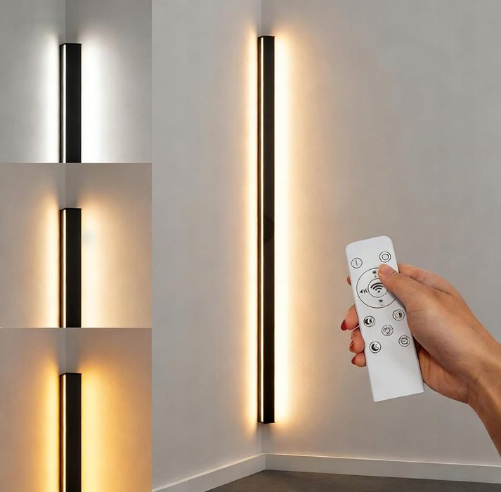 Lampa Ścienna Led Czarna Z Pilotem 36W  Narożna