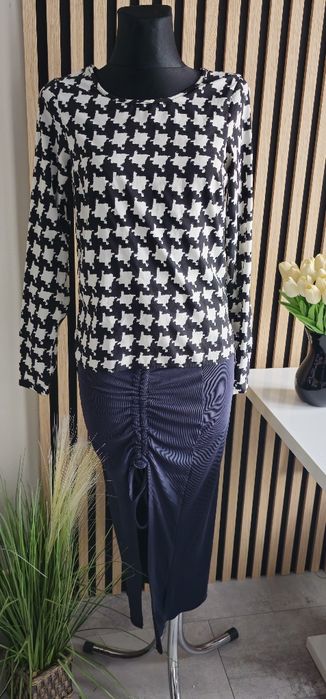 Bluzka czarno biała minimal elegant Old Money mankiety rozmiar XS,S ,M