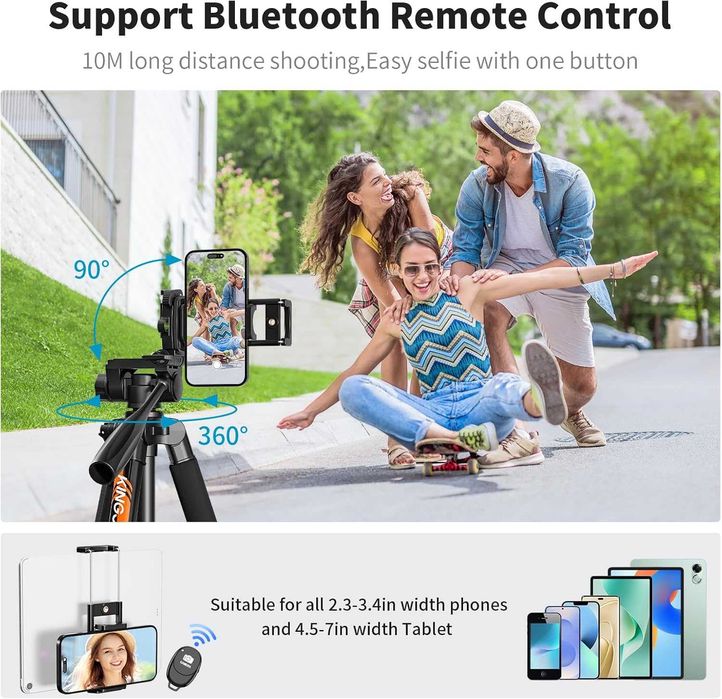 KINGJOY Statyw Do Aparatu Canon Nikon DSLR Lekki Aluminiowy 190 cm