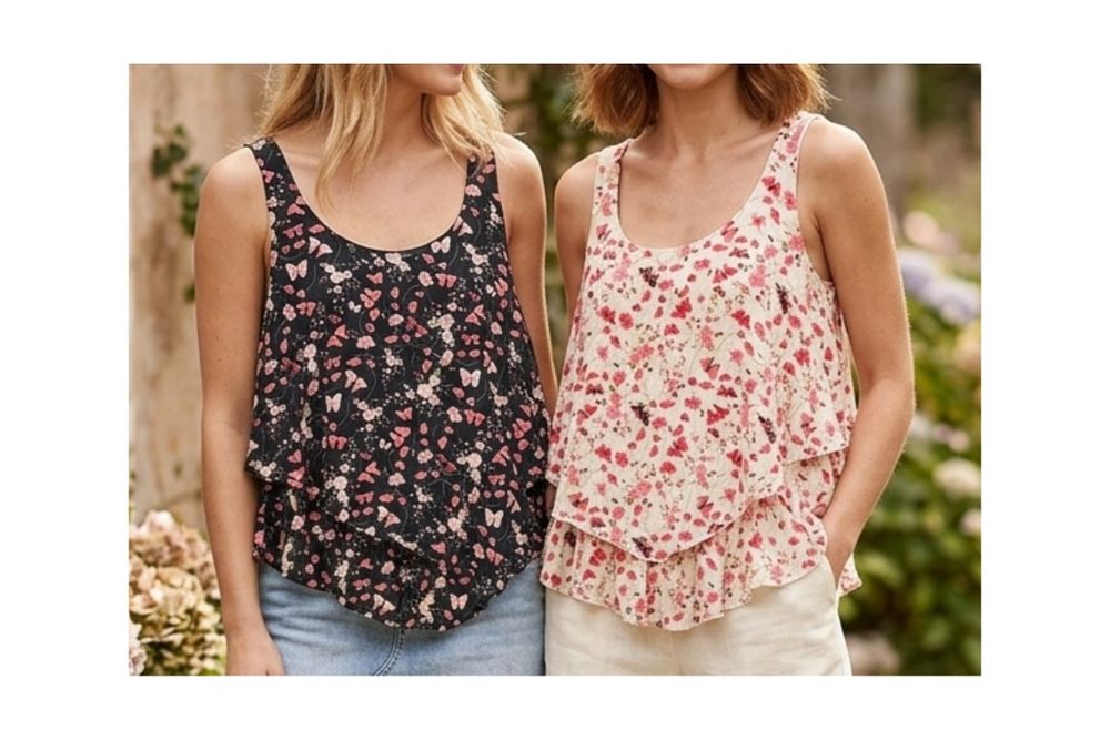 Zestaw 2x Top Amisu XS Cold Shoulder Kwiaty Motyle Boho Falbany