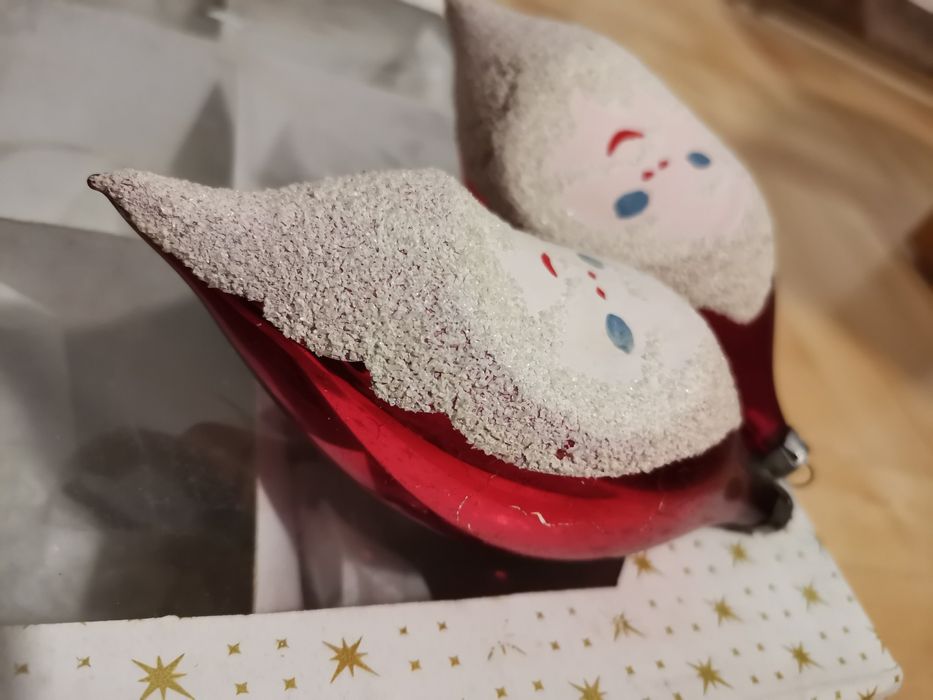 Dwie bombki Prl Sople w kształcie Mikołaja