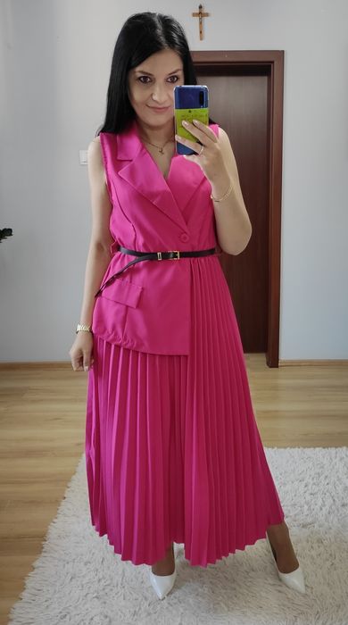 Sukienka długa maxi plisowana wesele komunia chrzciny