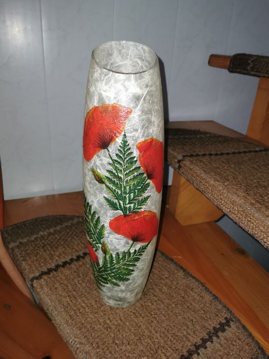 Wazon flakon decoupage kwiaty maki