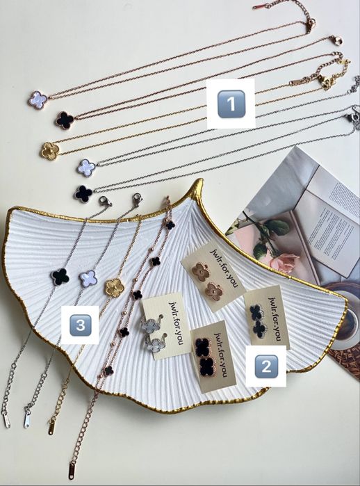 Van cleef / конюшина / лютики сережки, підвіски, браслет