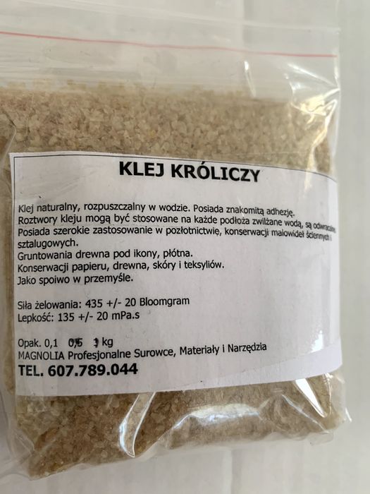 Klej Króliczy Rabbit Glue 0,1 kg klej naturalny skór Witoldzik-art Hob