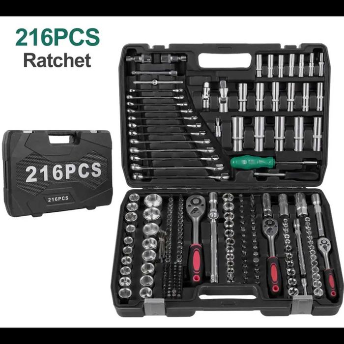 D80-Conjunto 216 PEÇAS ferramentas mecânicas em aço cromo vanádio