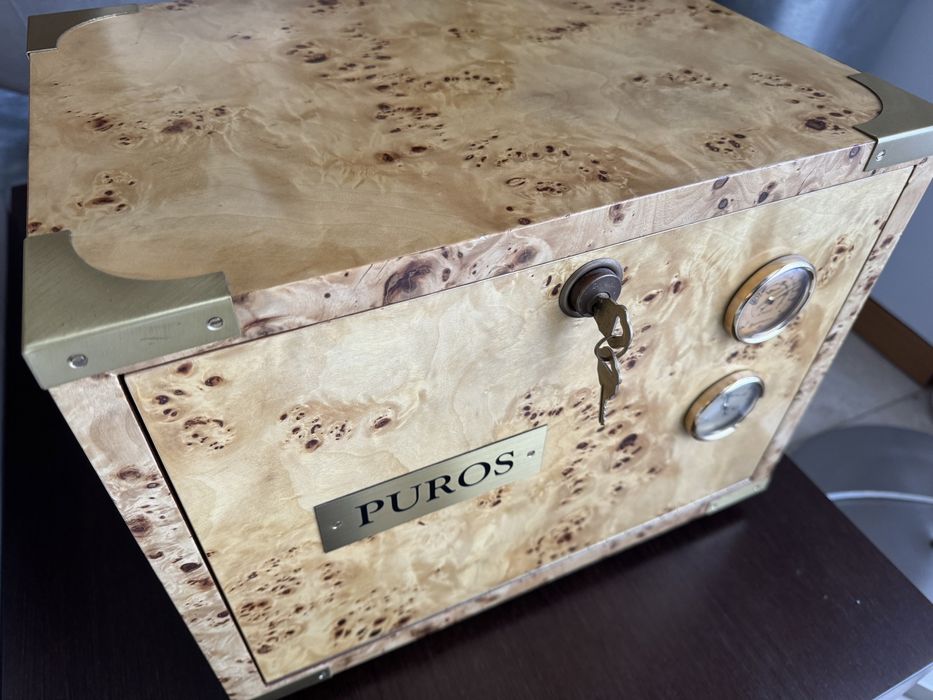 Caixa/Humedor de charutos com higrometro e termometro