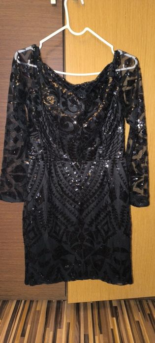 Sukienka Dennis Maglic czarna cekiny rękawy S