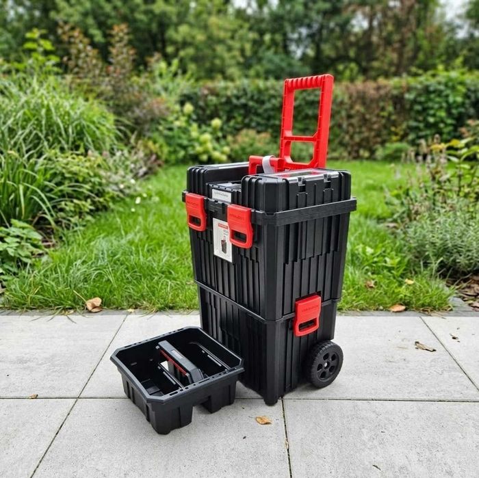 Skrzynka Narzędziowa Na Kółkach Mobilna 3w1 NOWA Walizka Warsztatowa Na Narzędzia 25KG + GRATIS Nosidło