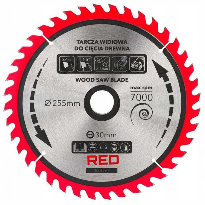 Zestaw 5 TARCZ Tarcza WIDIOWA Do Drewna Piły Piła 255mm / 30mm