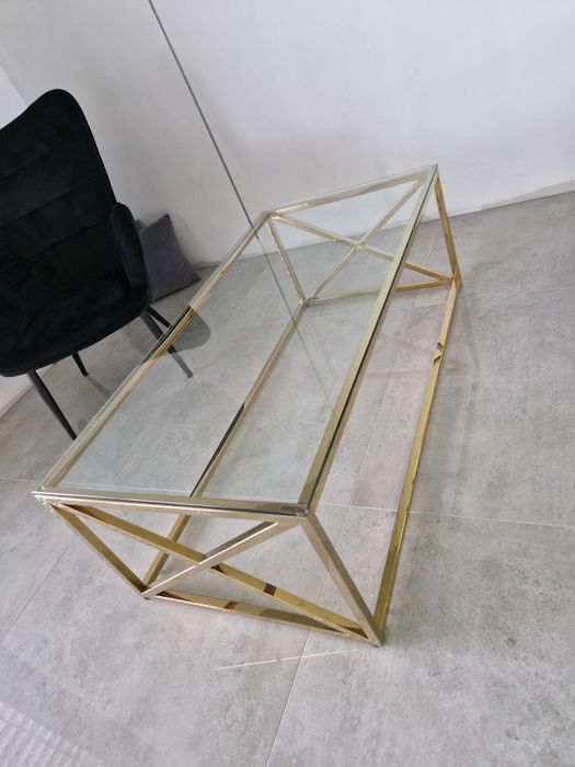 Ława szklana ze złotem