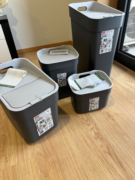 4 caixotes de lixo cinza, Ready to collect, Curver 5lt,10lt,20lt,30lt