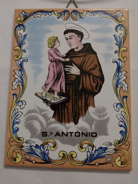 Azulejos raros 20x15 coloridos Santo António (2 exemplares)