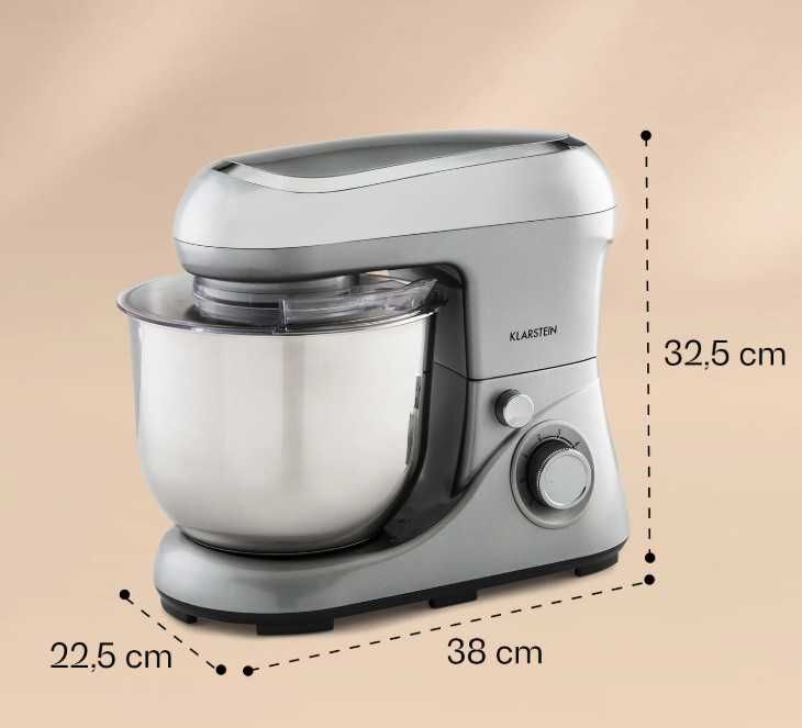 Тістоміс, міксер Klarstein Bella Pico 2G 1300W 1.7HP 6 рівнів 5 літрів
